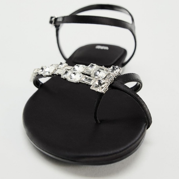 Zara Embellished Flat Sandals US 7.5 / EU 38 - Picture 4 of 9